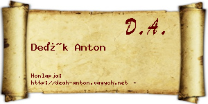 Deák Anton névjegykártya